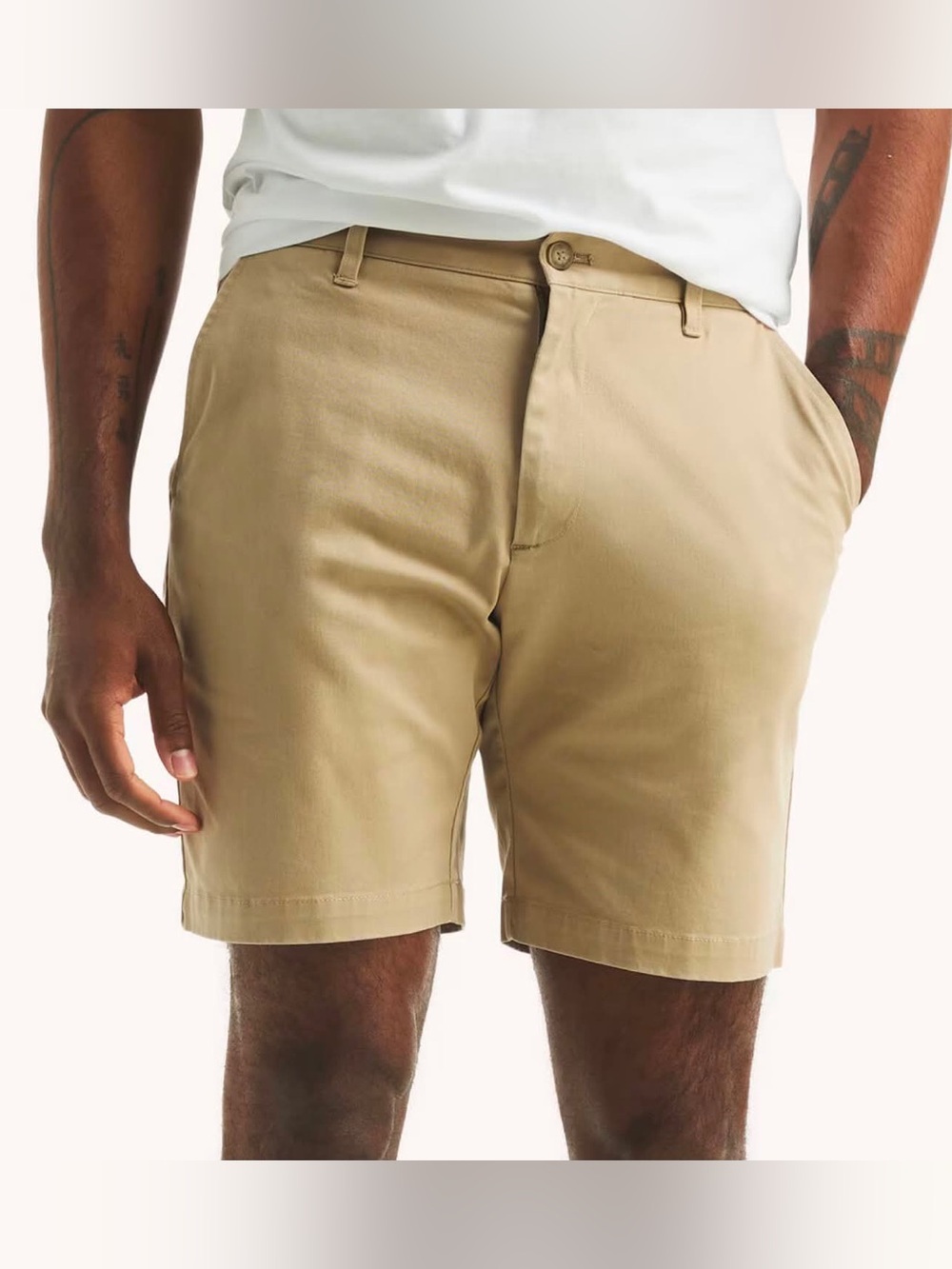 Nautica Men’s Flat Front Stretch 8.5” Khaki Shorts, Size 38W